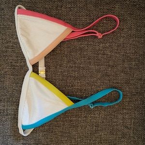 Beach Riot Neon & White Mika Bikini Top
